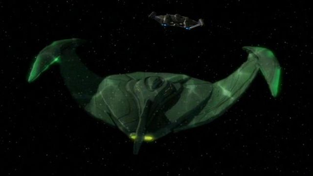 Romulan bird of prey, ENT aft, cloaking